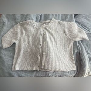 Aerie Gray Unreal Short Sleeve Cardigan